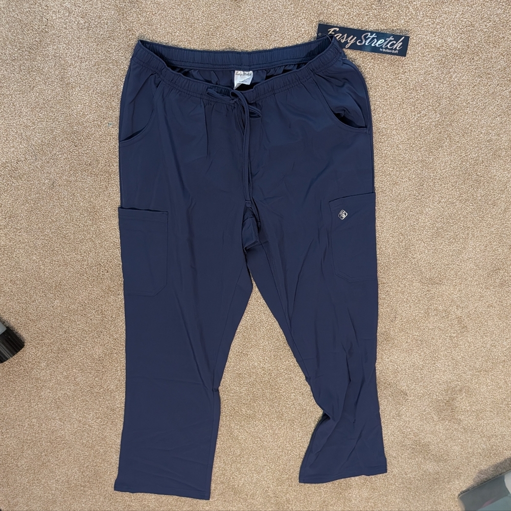UA Easy STRETCH Eden Women's 4-Pocket Drawstring Scrub Pants M Petite Navy NWT